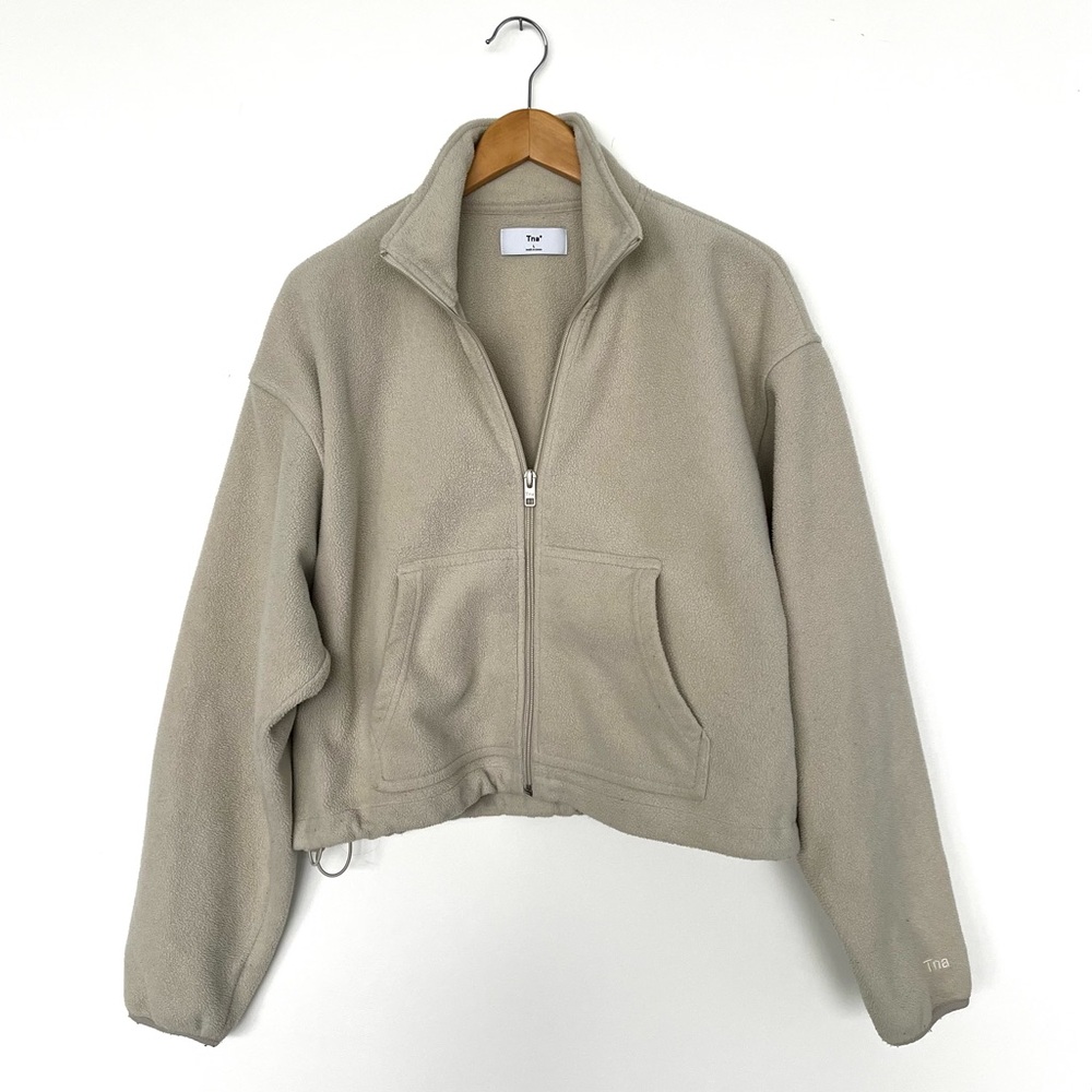 TNA Polar Full Zip Cream Cropped Sweater | Size L | Aritzia |